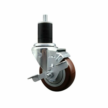 SERVICE CASTER 3.5'' Maroon Poly Swivel 1-3/4'' Expanding Stem Caster with Brake SCC-EX20S3514-PPUB-MRN-TLB-134